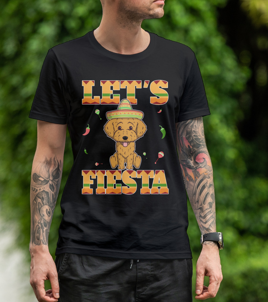 Let's Fiesta Goldendoodle Dog Cinco De Mayo Sombrero Maracas Peppers T-Shirt