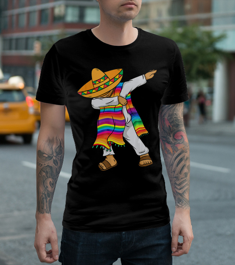 Dabbing Mexican Poncho Cinco De Mayo T-Shirt