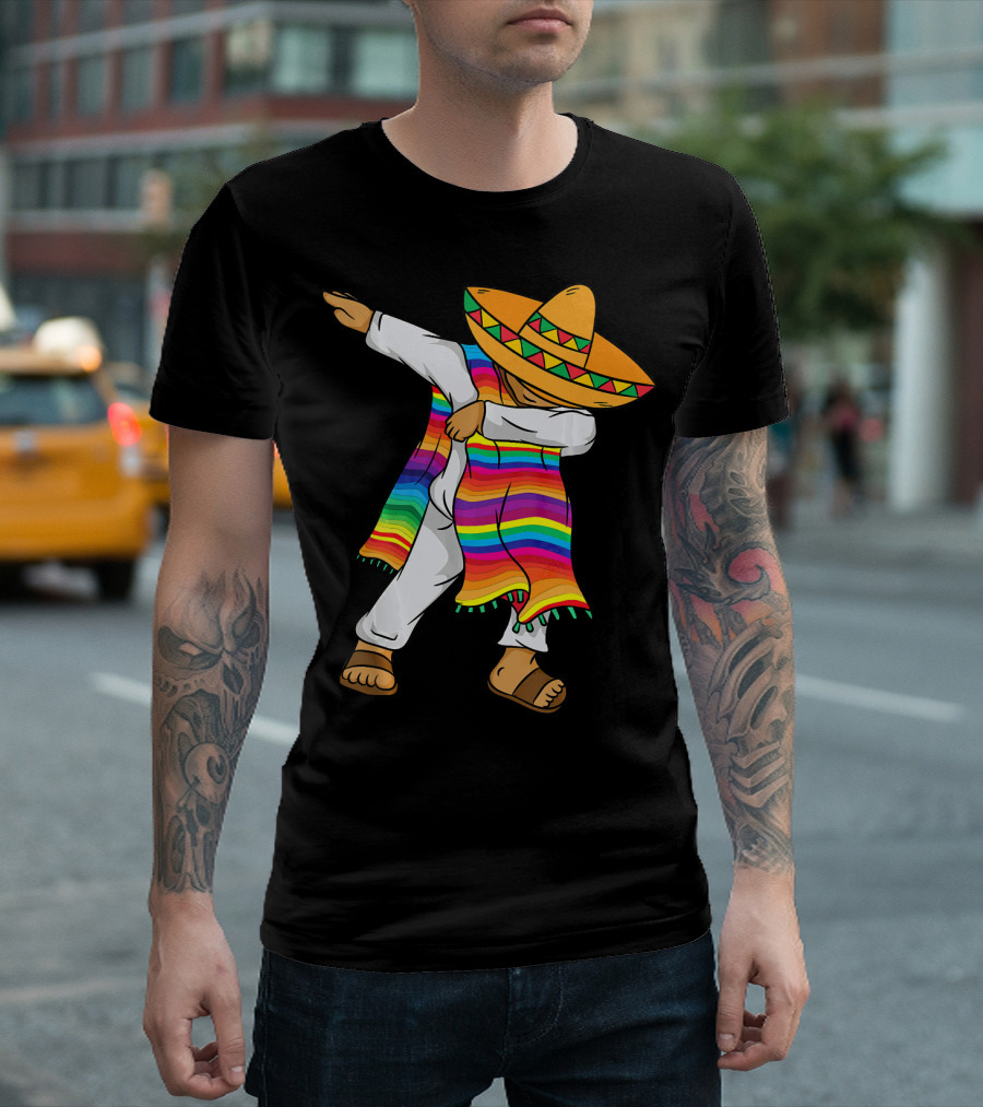 Dabbing Mexican Sombrero Poncho Cinco De Mayo T-Shirt