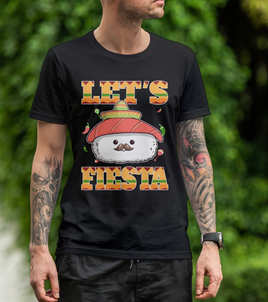 Let's Fiesta Sushi Cinco De Mayo Mexican Sombrero Cute Sushi T-Shirt