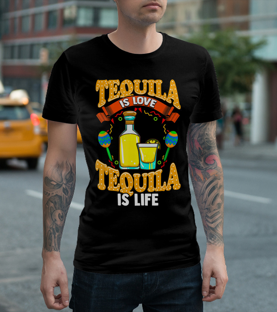 Tequila Is Love Tequila Is Life Fun Couples Cinco de Mayo T-Shirt