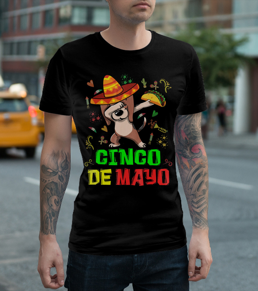 Cinco De Mayo Dabbing Taco Fiesta Dog Sombrero T-Shirt