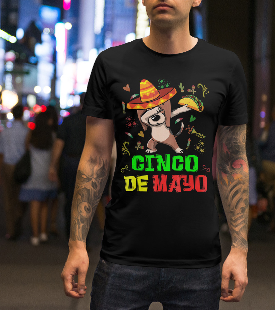 Cinco De Mayo Dabbing Taco Fiesta Dog Sombrero T-Shirt