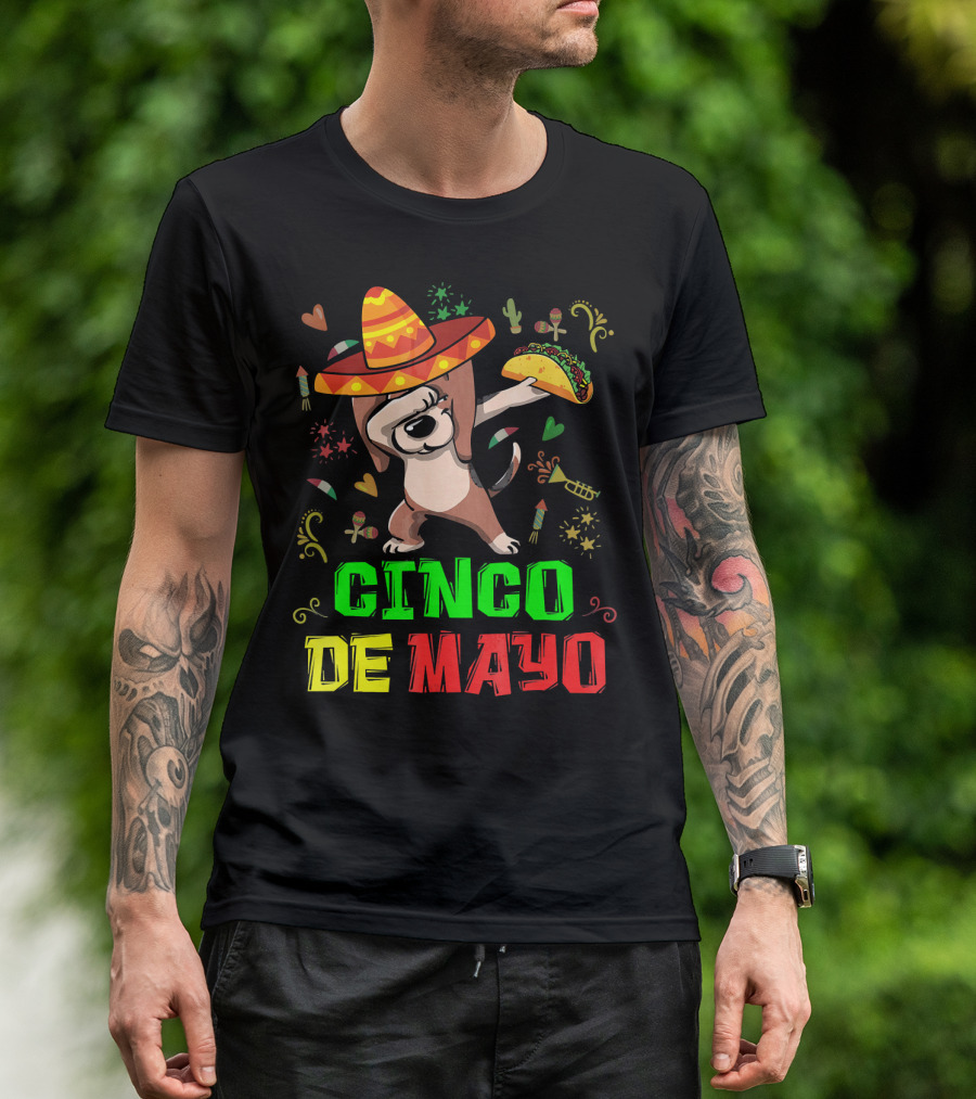 Cinco De Mayo Dabbing Taco Fiesta Dog Sombrero T-Shirt