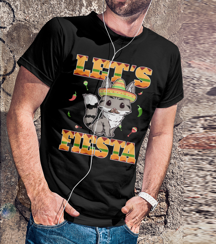 Let's Fiesta Cat Sombrero Chillies Cinco De Mayo Mexican T-Shirt