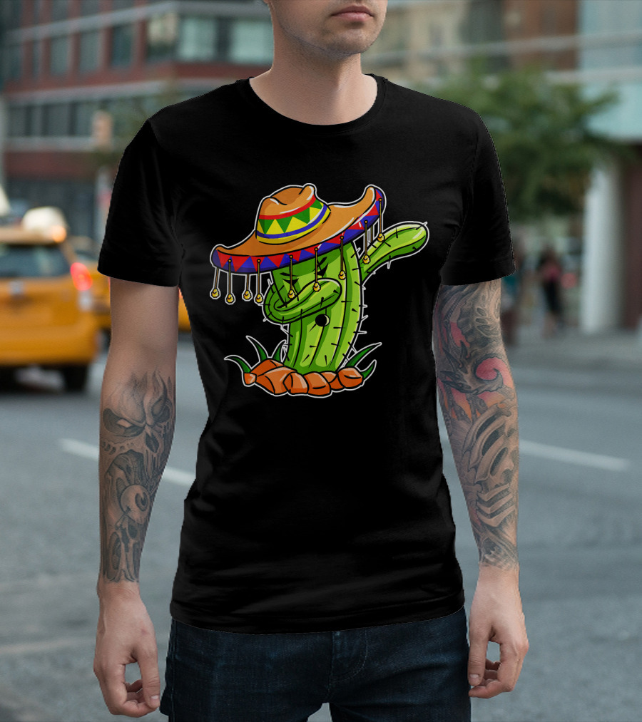 Dabbing Cactus Sombrero Cinco De Mayo T-Shirt