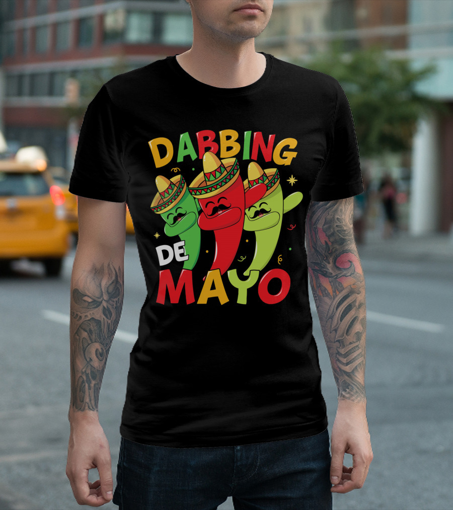 Dabbing Cinco De Mayo Chili Peppers With Sombreros T-Shirt