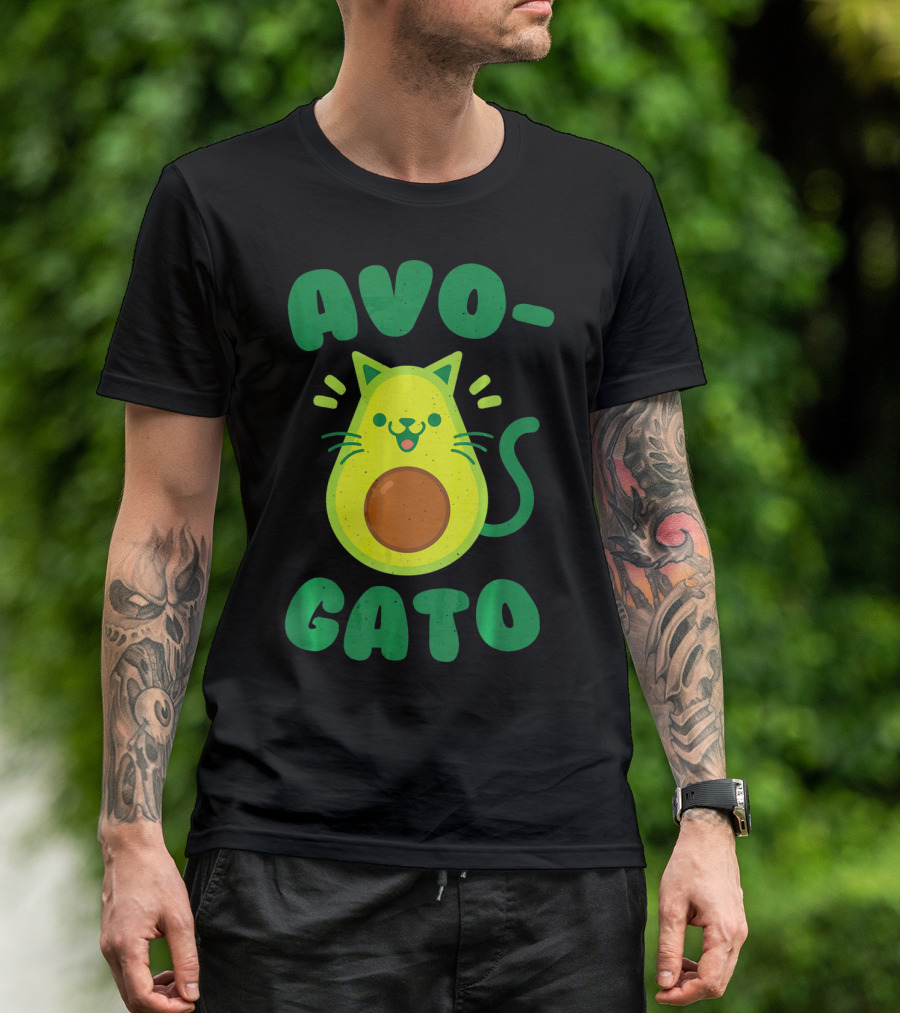 Avogato Avocado Cat Playful Green Fun T-Shirt