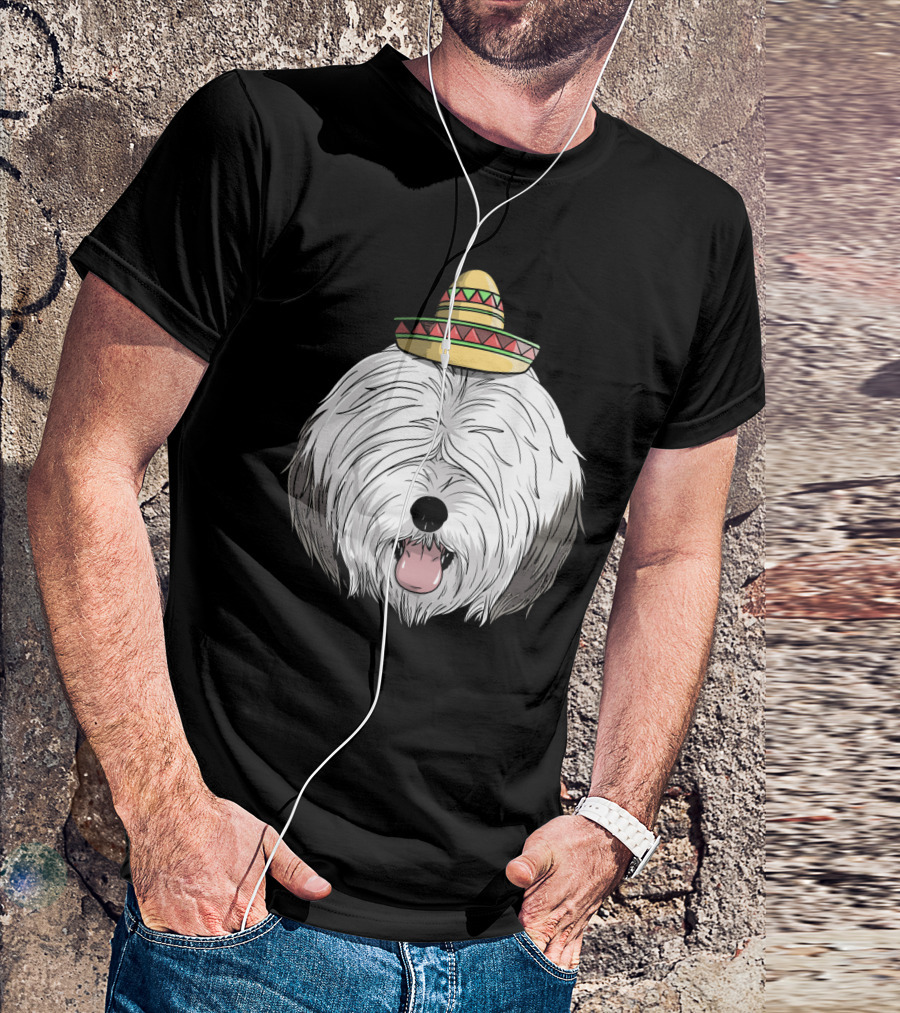 Old English Sheepdog Sombrero Cinco De Mayo Fiesta T-Shirt