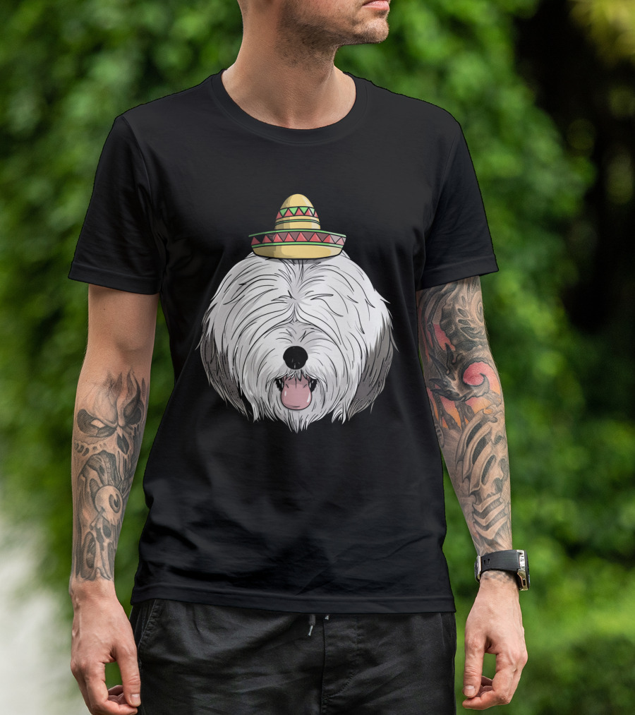 Old English Sheepdog Sombrero Cinco De Mayo Fiesta T-Shirt