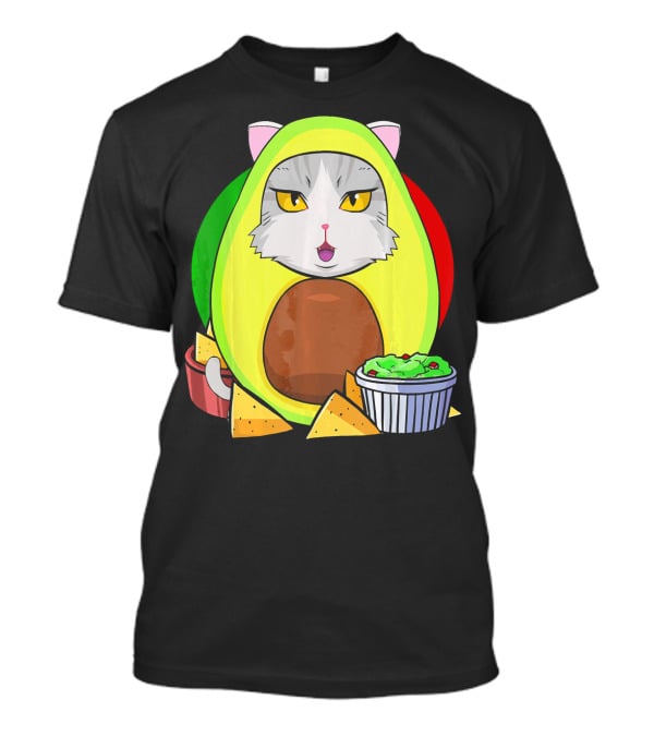 Cinco De Mayo Avogato Cat Avocado With Chips And Guacamole T-Shirt