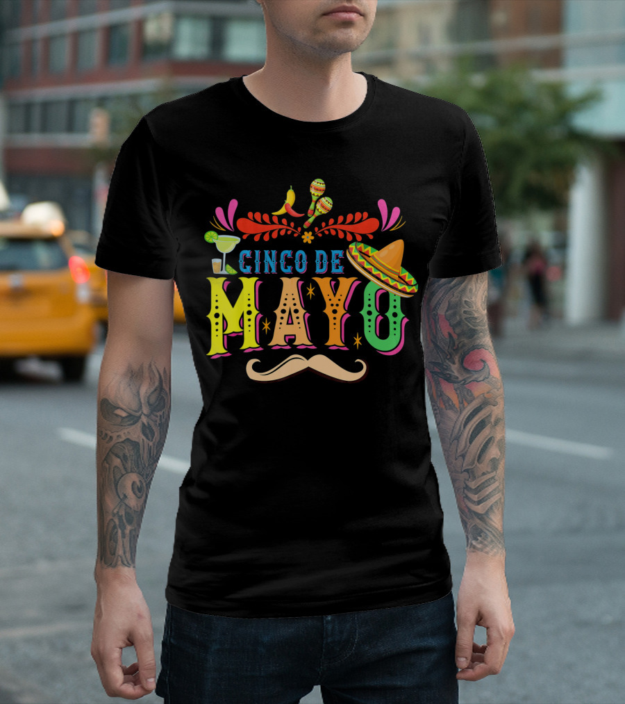 Cinco De Mayo Fiesta Sombrero Maracas Mustache T-Shirt