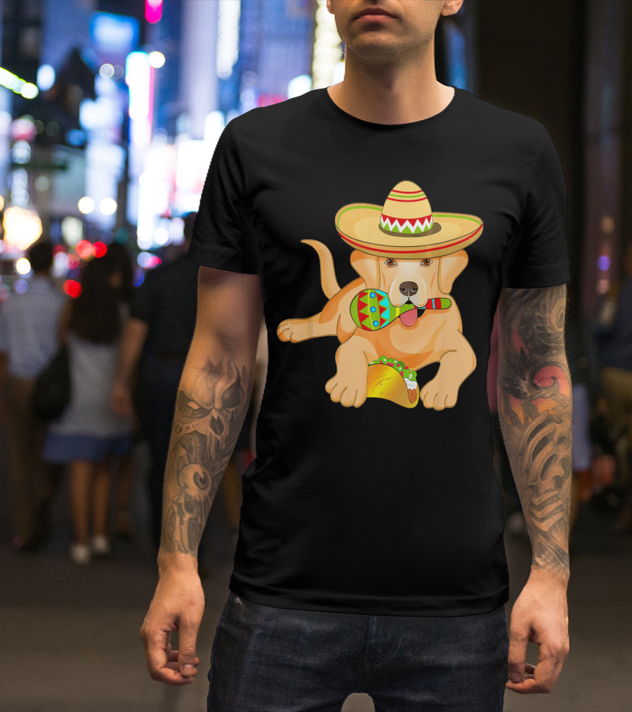Cinco De Mayo Labrador Dog With Sombrero Taco And Maraca T-Shirt