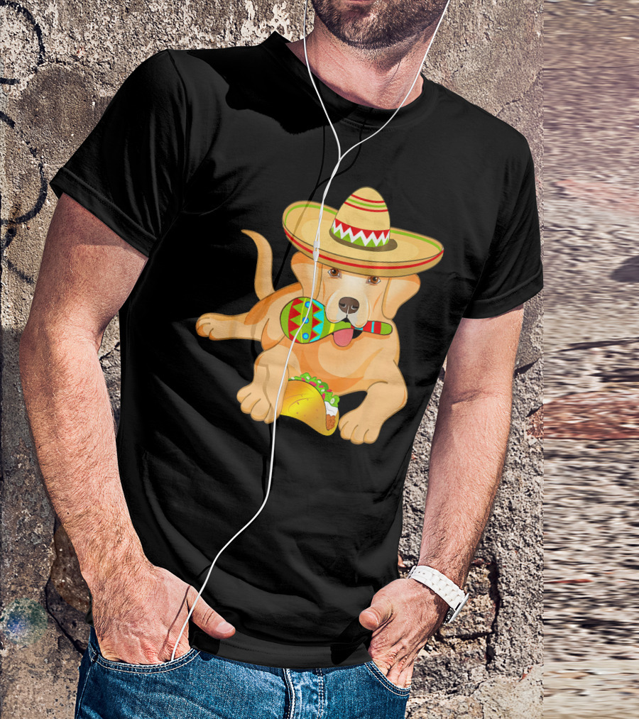 Cinco De Mayo Labrador Dog With Sombrero Taco And Maraca T-Shirt