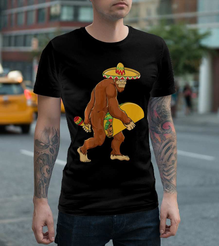 Bigfoot Taco Boys Cinco De Mayo Sombrero Maracas Fiesta T-Shirt