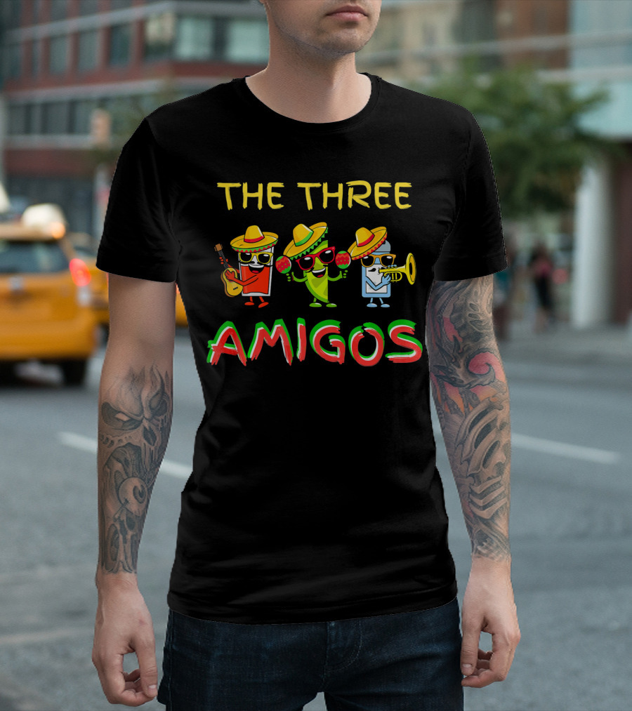 Funny Fiesta Cinco De Mayo The Three Amigos Sombrero Instruments T-Shirt