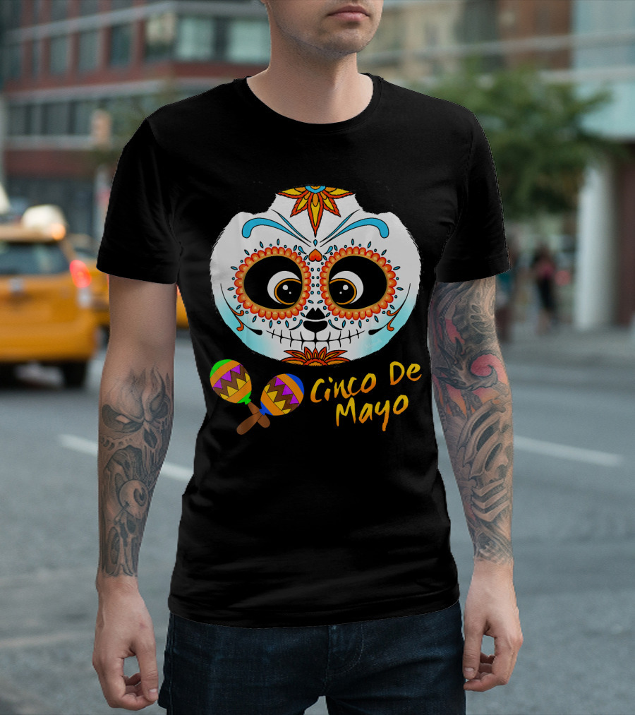 Cinco De Mayo Sugar Skull Panda with Maracas T-Shirt