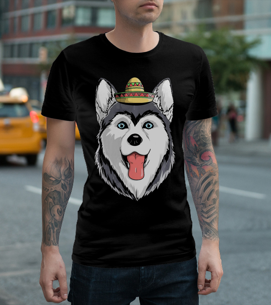 Fiesta Siberian Husky Sombrero Cinco De Mayo Mexi T-Shirt