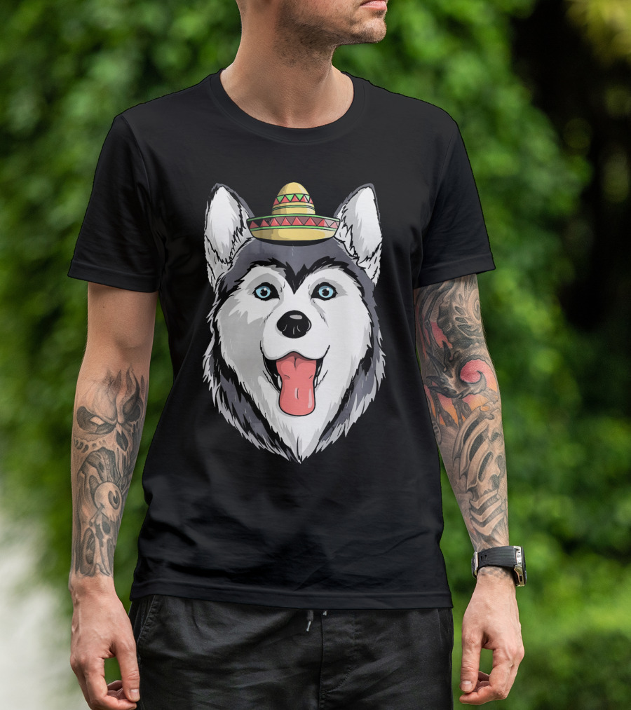 Fiesta Siberian Husky Sombrero Cinco De Mayo Mexi T-Shirt