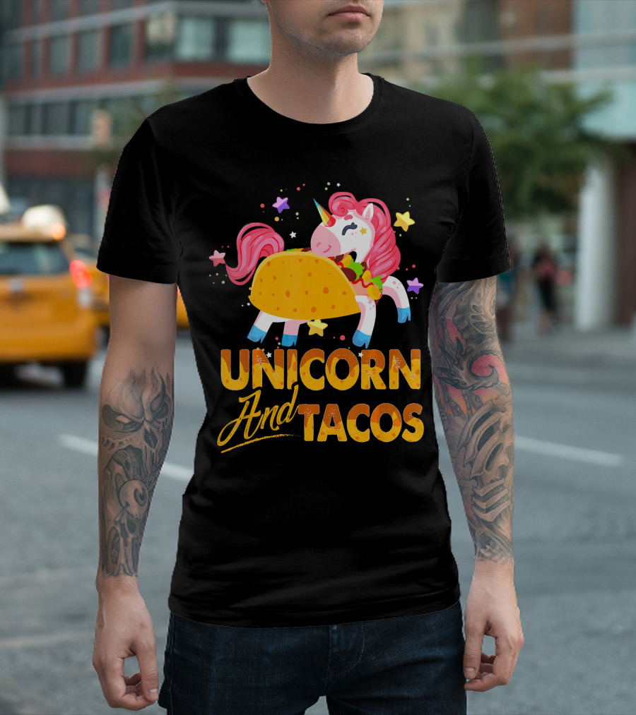 Unicorn And Tacos Colorful Cinco De Mayo Fun T-Shirt