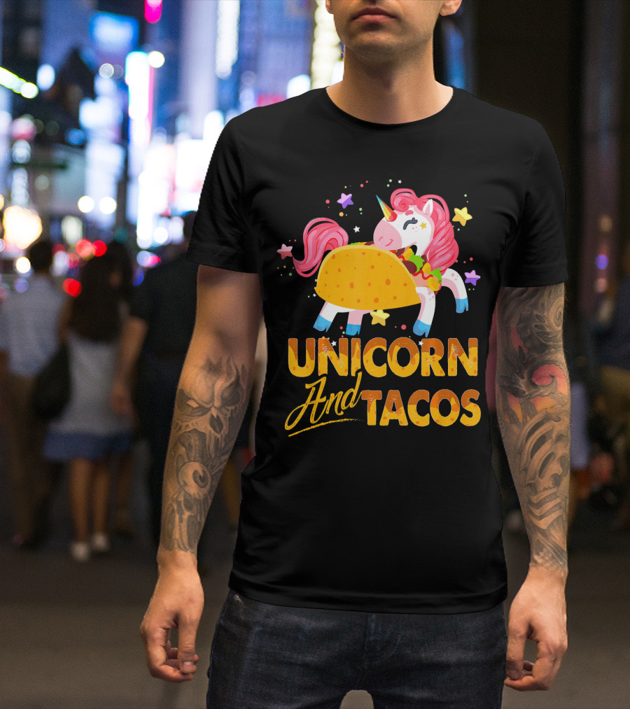 Unicorn And Tacos Colorful Cinco De Mayo Fun T-Shirt