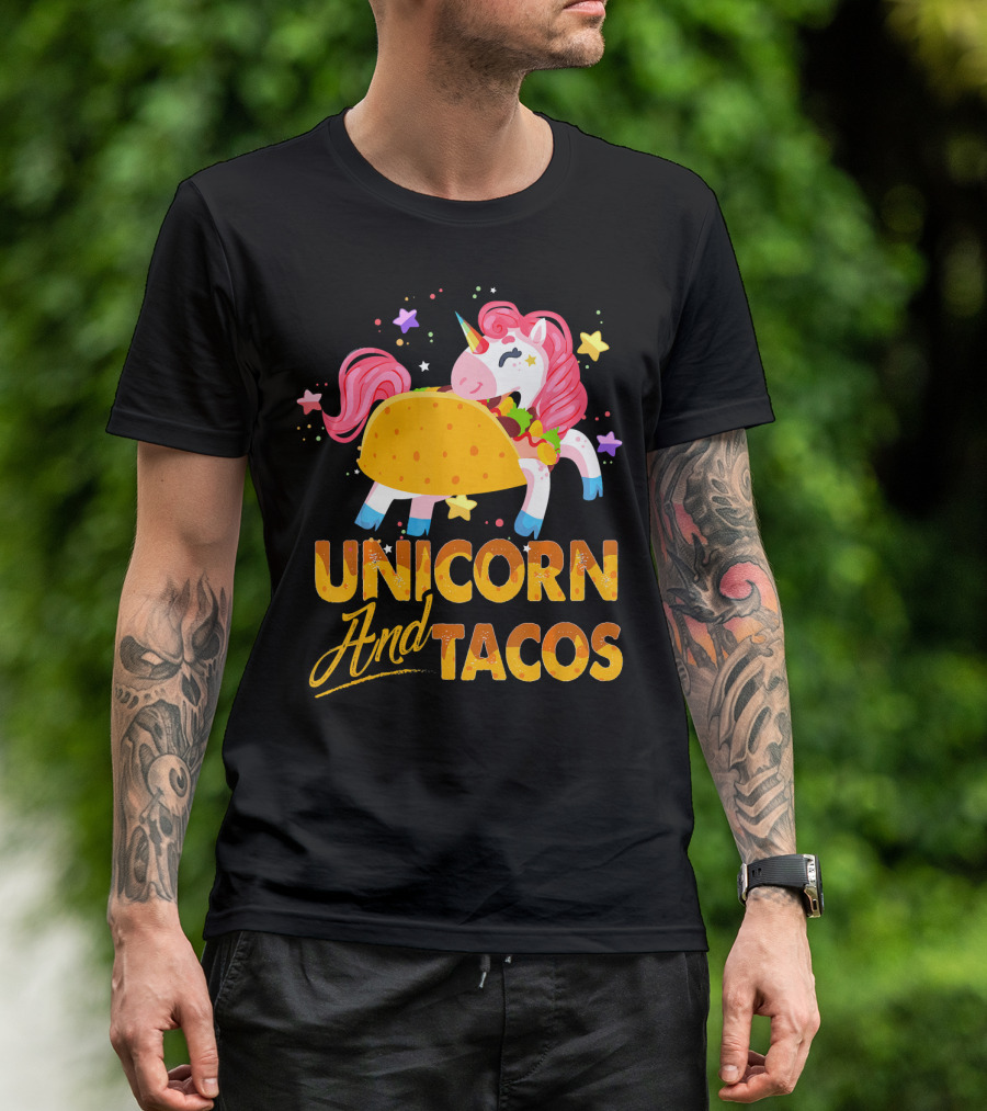 Unicorn And Tacos Colorful Cinco De Mayo Fun T-Shirt