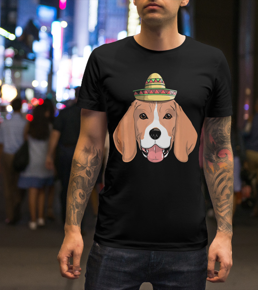 Beagle Dog Sombrero Fiesta Cinco De Mayo T-Shirt