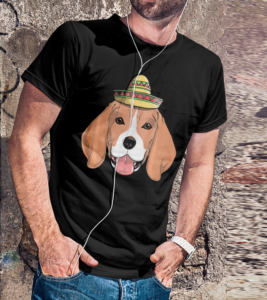 Beagle Dog Sombrero Fiesta Cinco De Mayo T-Shirt