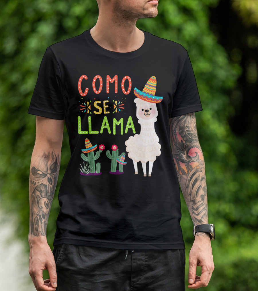 Como Se Llama Sombrero Llama And Cactus Fiesta Cinco De Mayo T-Shirt