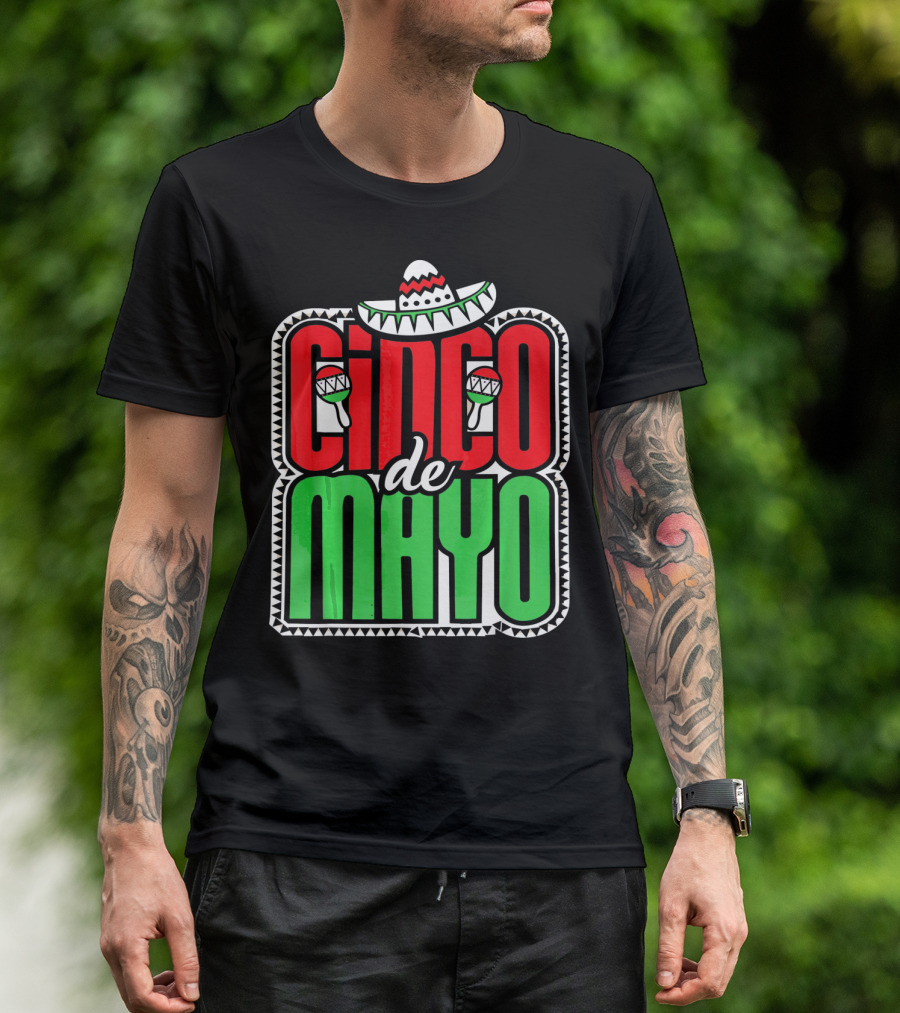 Cinco De Mayo Mexican Celebration Sombrero Maracas T-Shirt