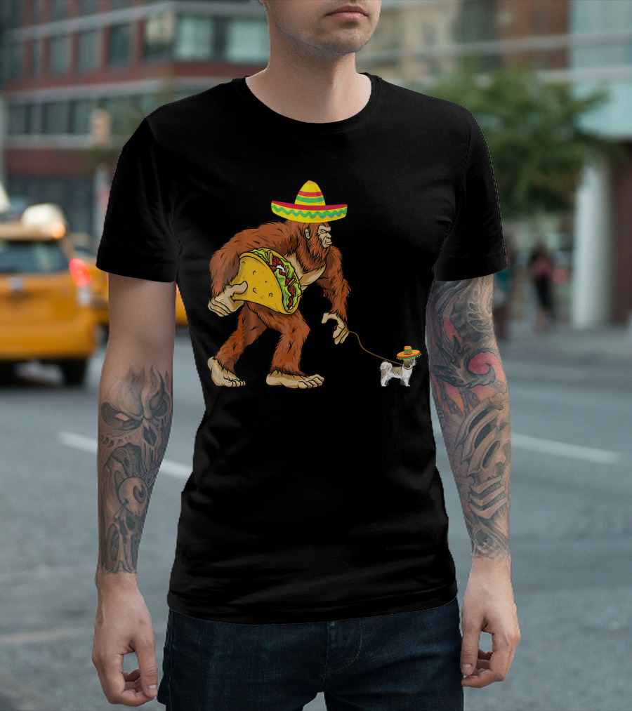 Cinco De Mayo Bigfoot Taco Shih Tzu Sombrero T-Shirt