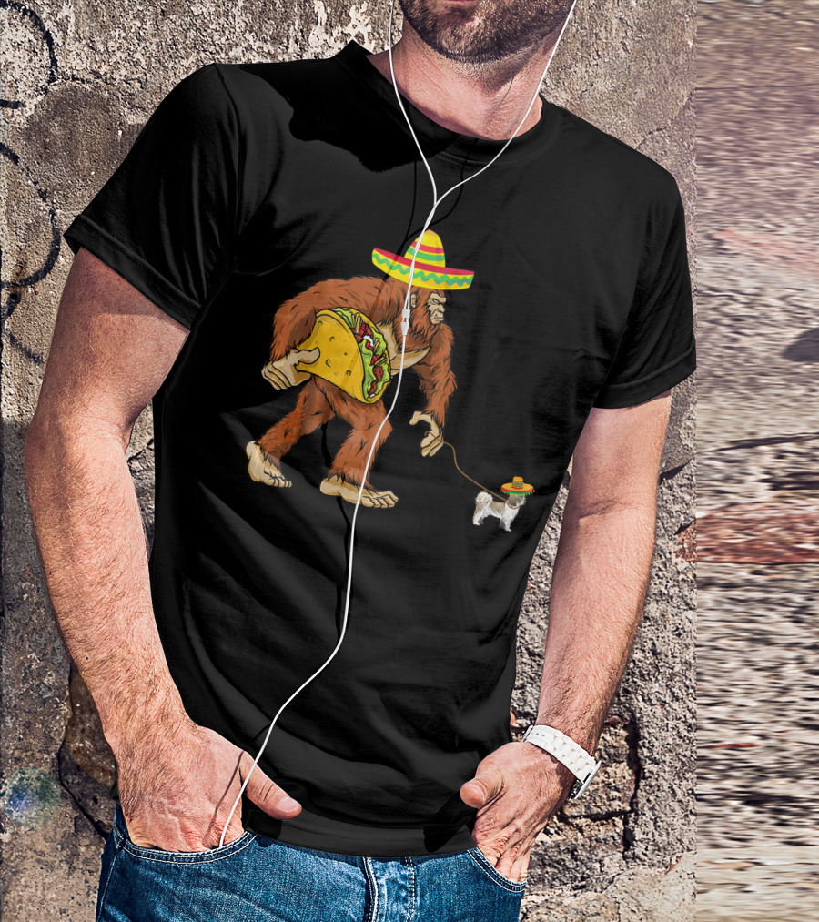 Cinco De Mayo Bigfoot Taco Shih Tzu Sombrero T-Shirt