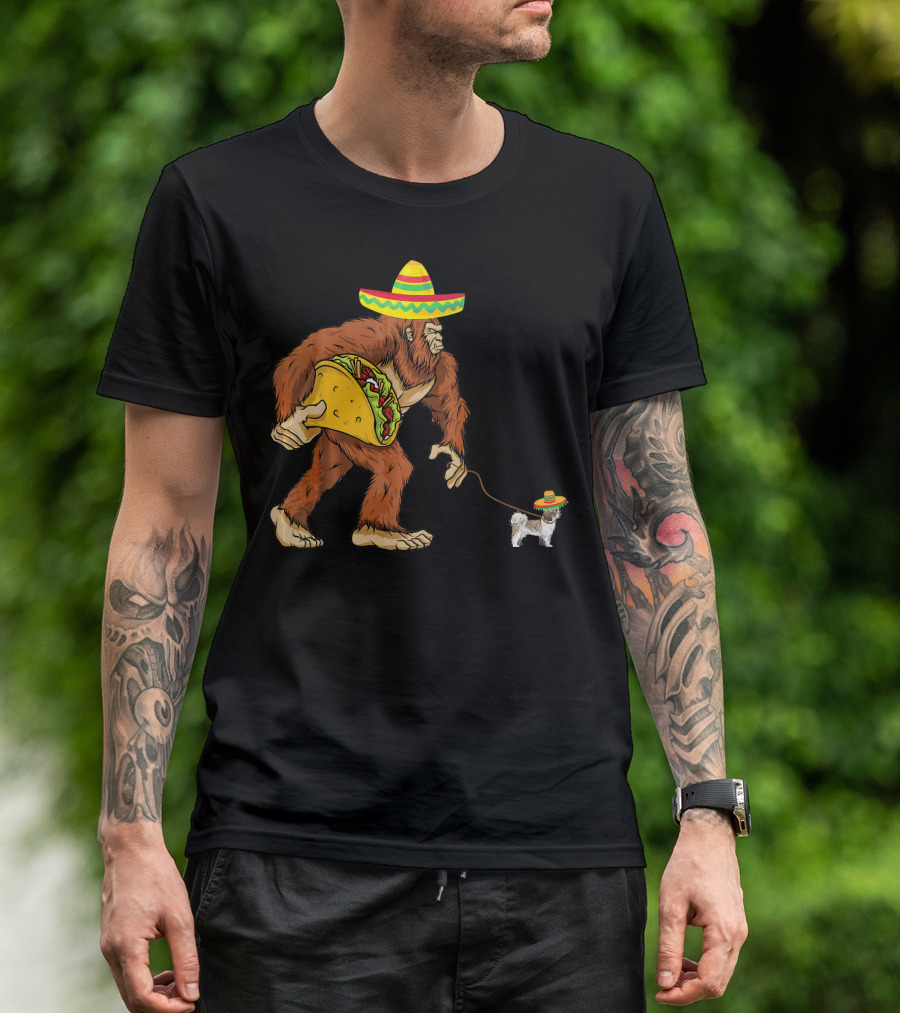Cinco De Mayo Bigfoot Taco Shih Tzu Sombrero T-Shirt