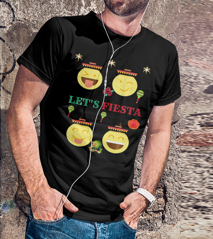 Let's Fiesta Funny Emoji Cinco De Mayo Mexica T-Shirt