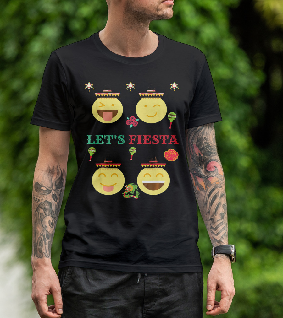 Let's Fiesta Funny Emoji Cinco De Mayo Mexica T-Shirt