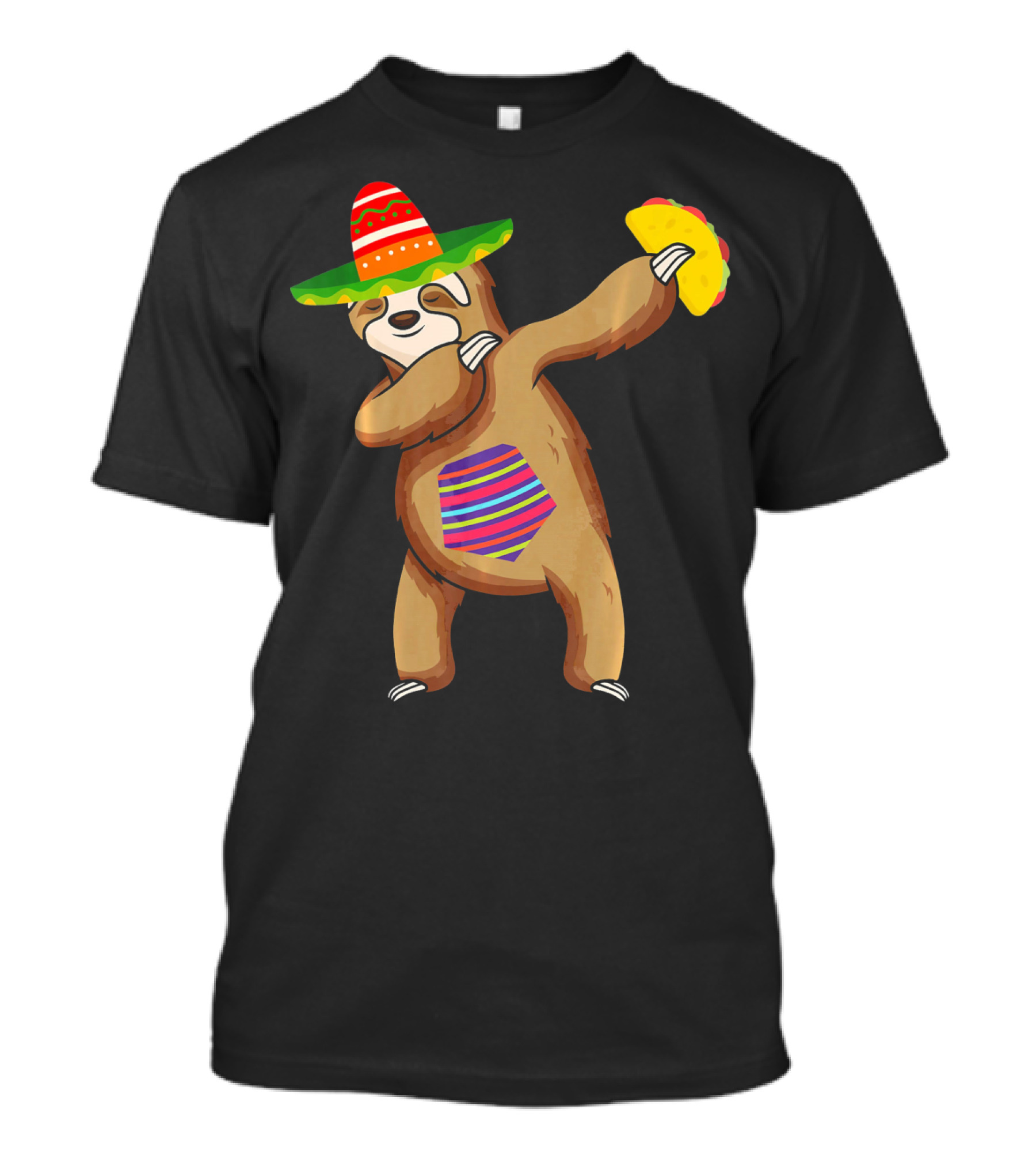 Sombrero Sloth Dabbing With Tacos For Cinco De Mayo T-Shirt