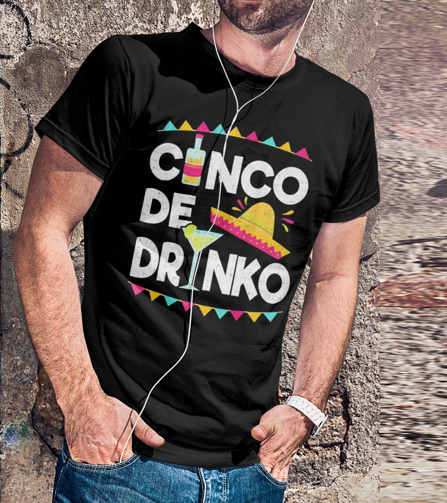 Cinco De Drinko Sombrero And Margarita Fiesta Elements T-Shirt