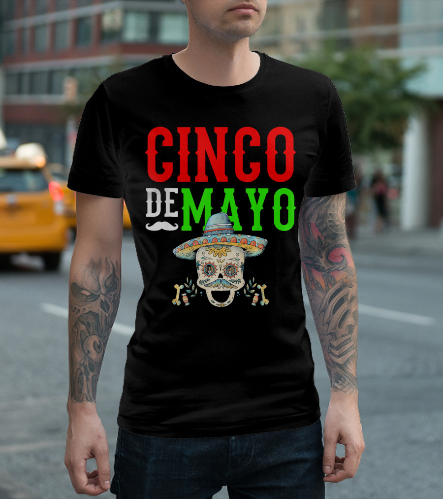 Cinco De Mayo Sugar Skull Sombrero T-Shirt