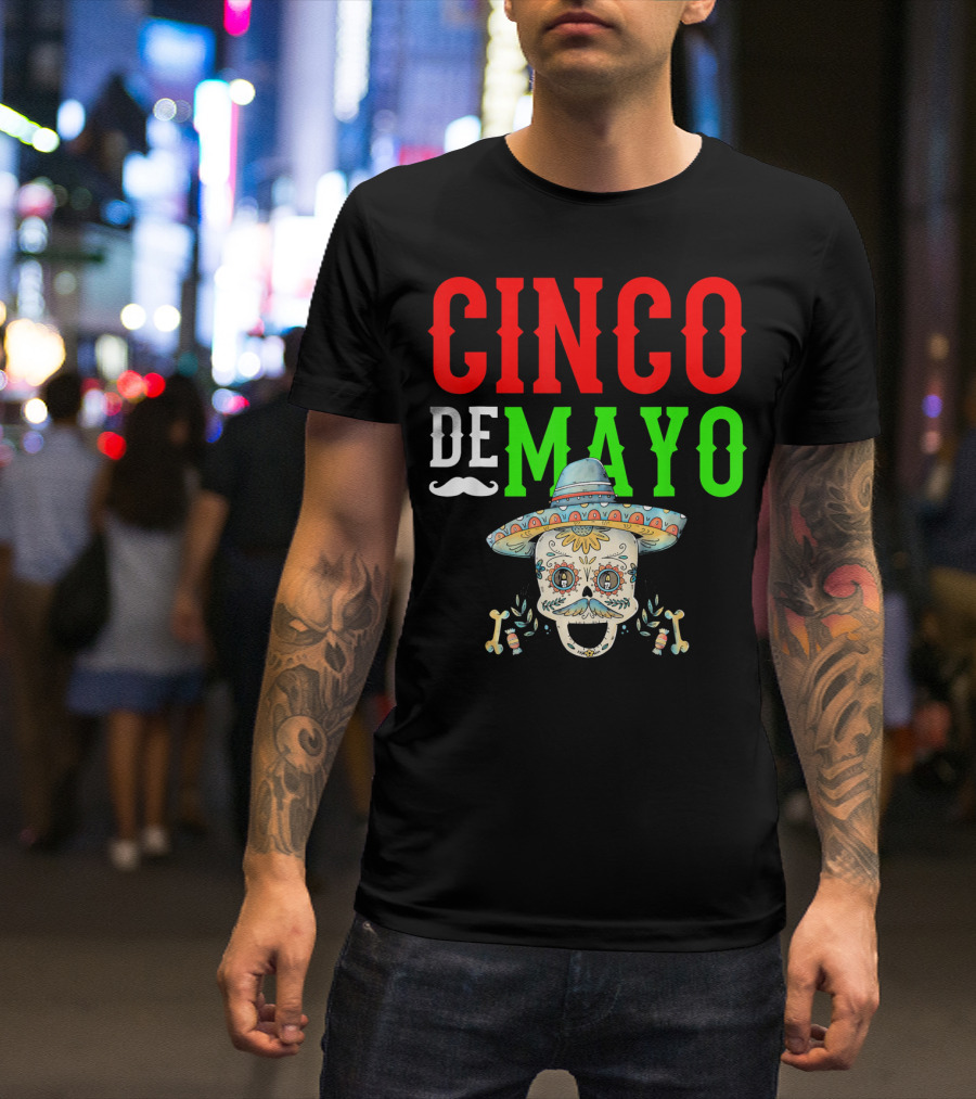 Cinco De Mayo Sugar Skull Sombrero T-Shirt