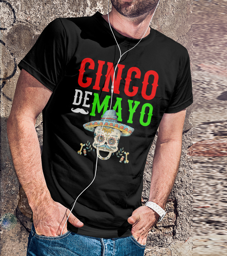 Cinco De Mayo Sugar Skull Sombrero T-Shirt