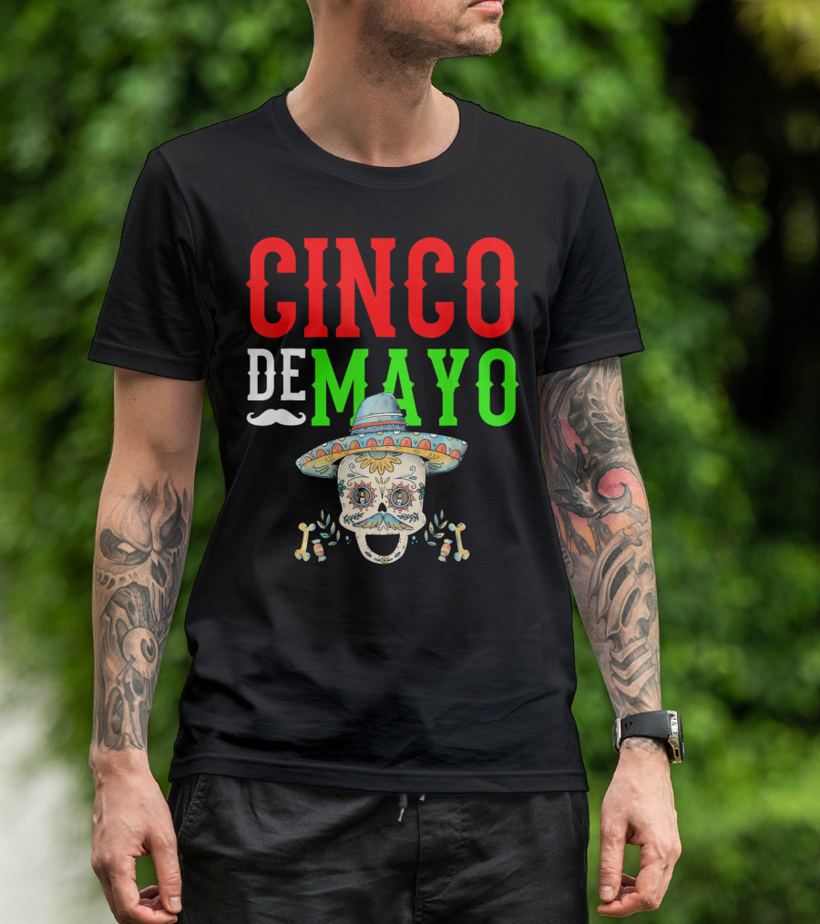 Cinco De Mayo Sugar Skull Sombrero T-Shirt