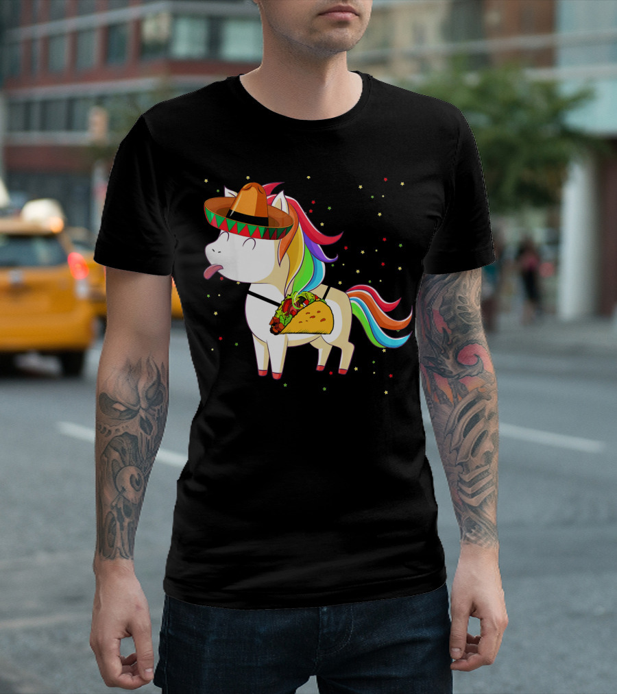 Sombrero Taco Unicorn Cinco De Mayo T-Shirt