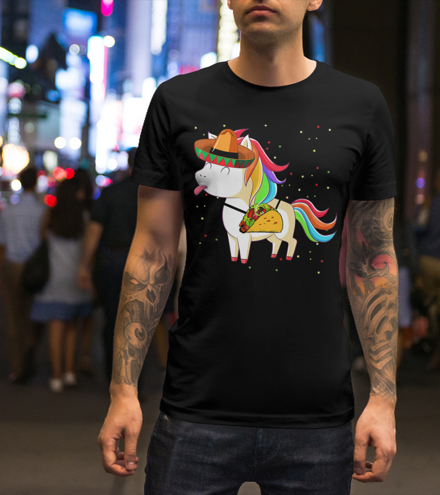 Sombrero Taco Unicorn Cinco De Mayo T-Shirt