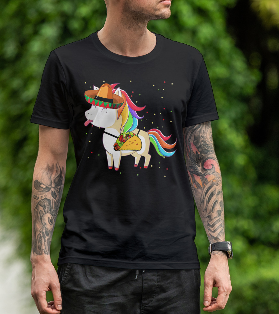 Sombrero Taco Unicorn Cinco De Mayo T-Shirt