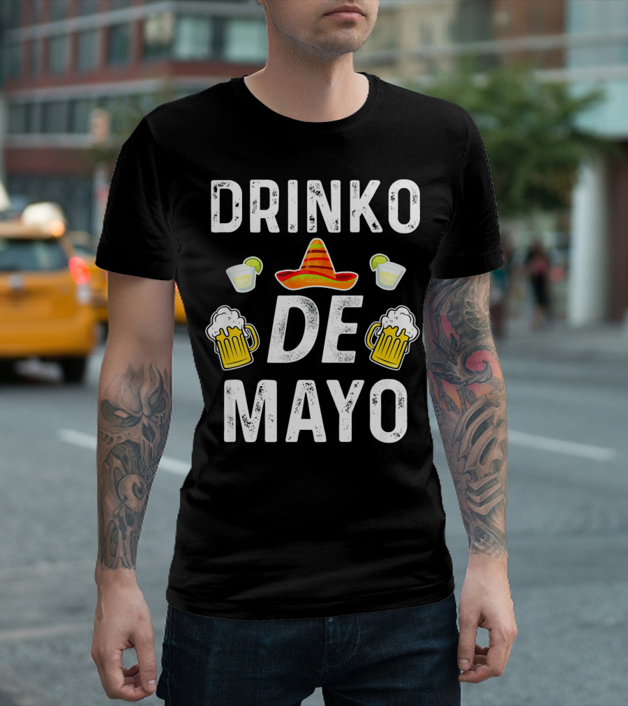 Drinko De Mayo Sombrero Beer and Lime Margarita Party T-Shirt