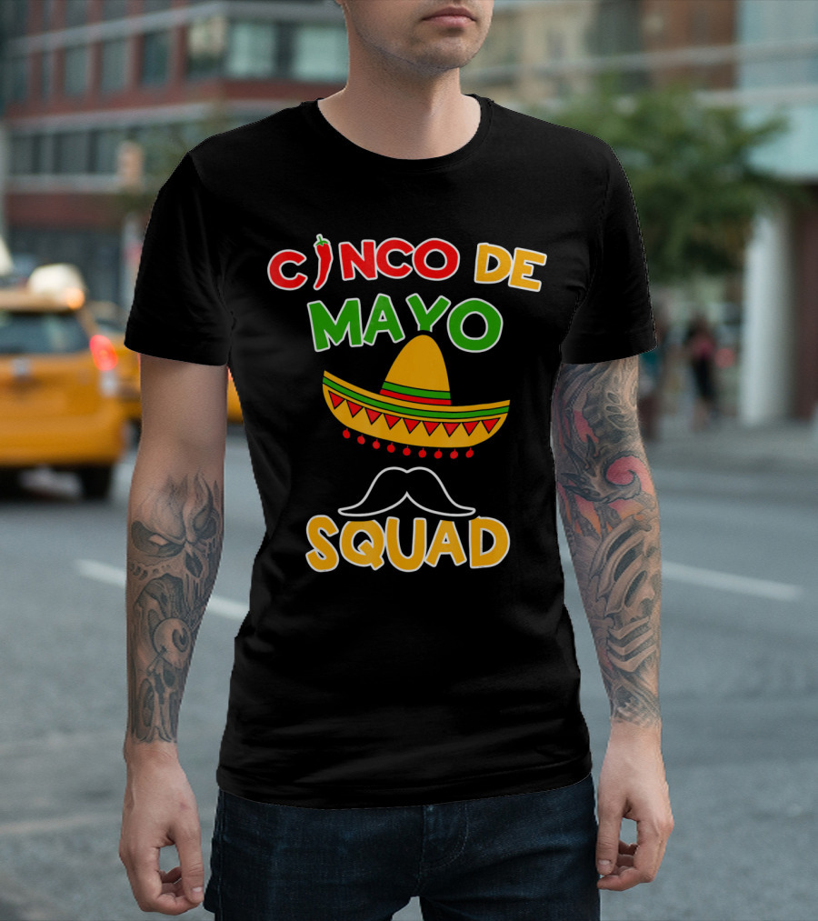 Cinco De Mayo Squad Sombrero Mustache Pepper Fiesta T-Shirt