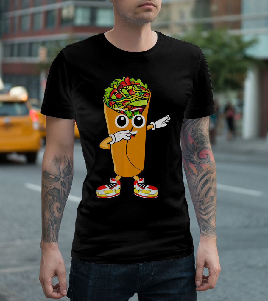 Dabbing Burrito Cartoon Dab Dance with Sneakers T-Shirt