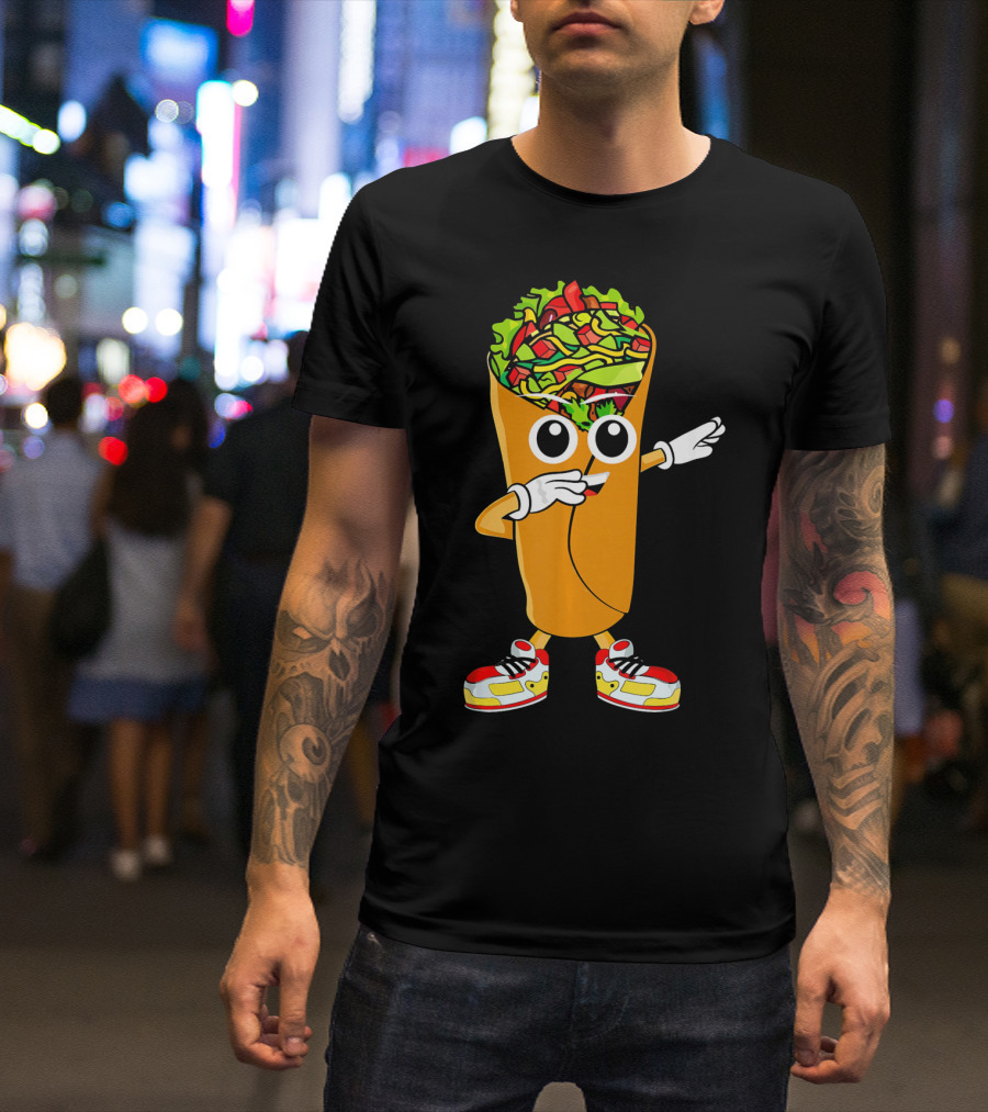 Dabbing Burrito Cartoon Dab Dance With Sneakers T-Shirt
