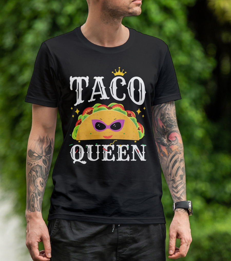 Taco Queen Cinco De Mayo Crown And Sunglasses T-Shirt