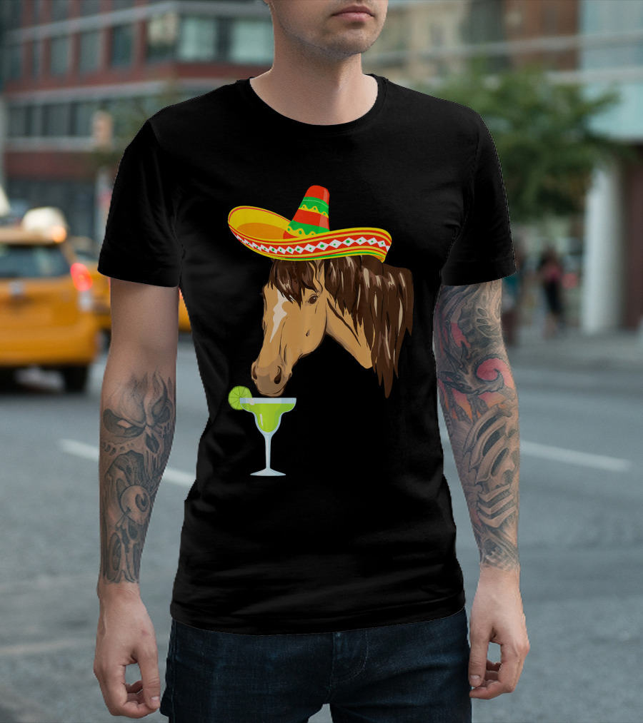 Cute Horse Sombrero Margarita Cinco de Mayo T-Shirt
